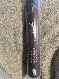Amed Rosario autographed baseball bat