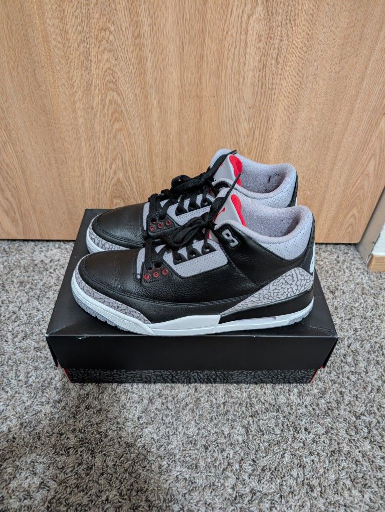 Men's Nike Air Jordan Retro 3 Black Cement 2024 Size 10
