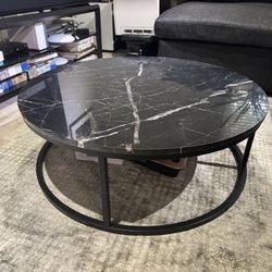 CB2 Black marble coffee table