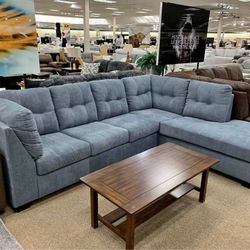 New⛲$10 Down Payment Finance ⛲Marleton Denim 2 Piece Sectional With Chaise ▪️# Sofa # Loveseat # Couch # Living Room Set Options Available