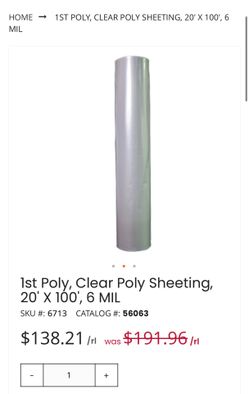 Clear Poly Sheeting, 20'× 100; 6 MIL