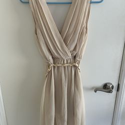 Light Beige Dress With Belt 