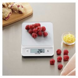 TAYLOR Waterproof IPX6 Kitchen Scale, 0.1 g/0.01 oz High Precision, 5 kg/11 lbs, Digital Scale with Backlight, Stainless Steel Weighing Platform, for 