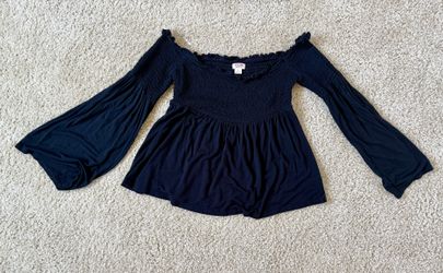 Black off the shoulder shirt