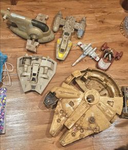 Vintage Star Wars Vehicle Lot — Millennium Falcon, Slave 1, Y-Wing (Parts/Salvage)