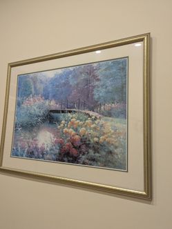Framed Garden Bridge Floral Art Print