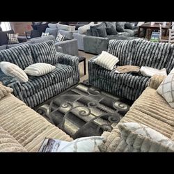 NUEVOS SILLONES TELA SUAVE COLOR GRIS / NEW SOFT CUSHION SOFA SET 