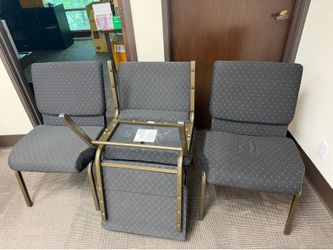 Stackable Banquet / Church Chairs — Charcoal & Gold