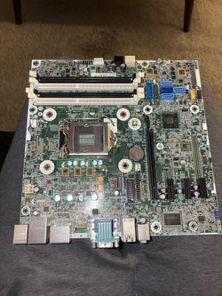 HP MS-7869 LGA1150 DDR3 motherboard.  Used condition. Supports Intel 4th Gen CPUs such as i5 and i7. Includes 4 RAM slots and PCIe x16 for graphics ca