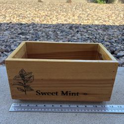 Mint Garden Planter Box Engraved On Cedar Wood