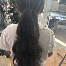 black wavy pony tail wig