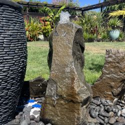 33” Drilled & Pre-plumbed Outdoor Basalt Water Fountain Bubbler w/Pump