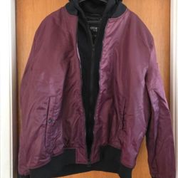 Men's Burgundy Bomber Jacket XI Guess