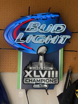 Seahawks champion bud light sign