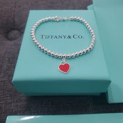 Tiffany & Co 4mm Bead Bracelet Red Heart