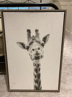 Framed Giraffe Canvas Wall Art