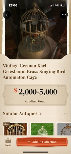 Vintage Karl Griesbaum singing bird Automan in cage