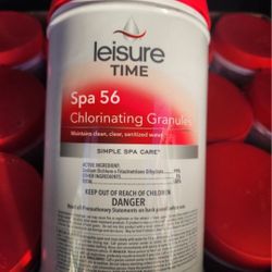 Leisure Time E5 Spa 56 Clorinating Granules for Spas and Hot Tubs. We have 12 containers, one container for 5 pounds. $250 for all 12 containers or on