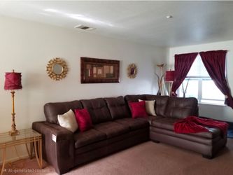Brown faux Leather Sectional Sofa with Chaise