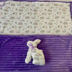 Baby Blanket With Matching Stuffed Bunny, Squeaking Toy