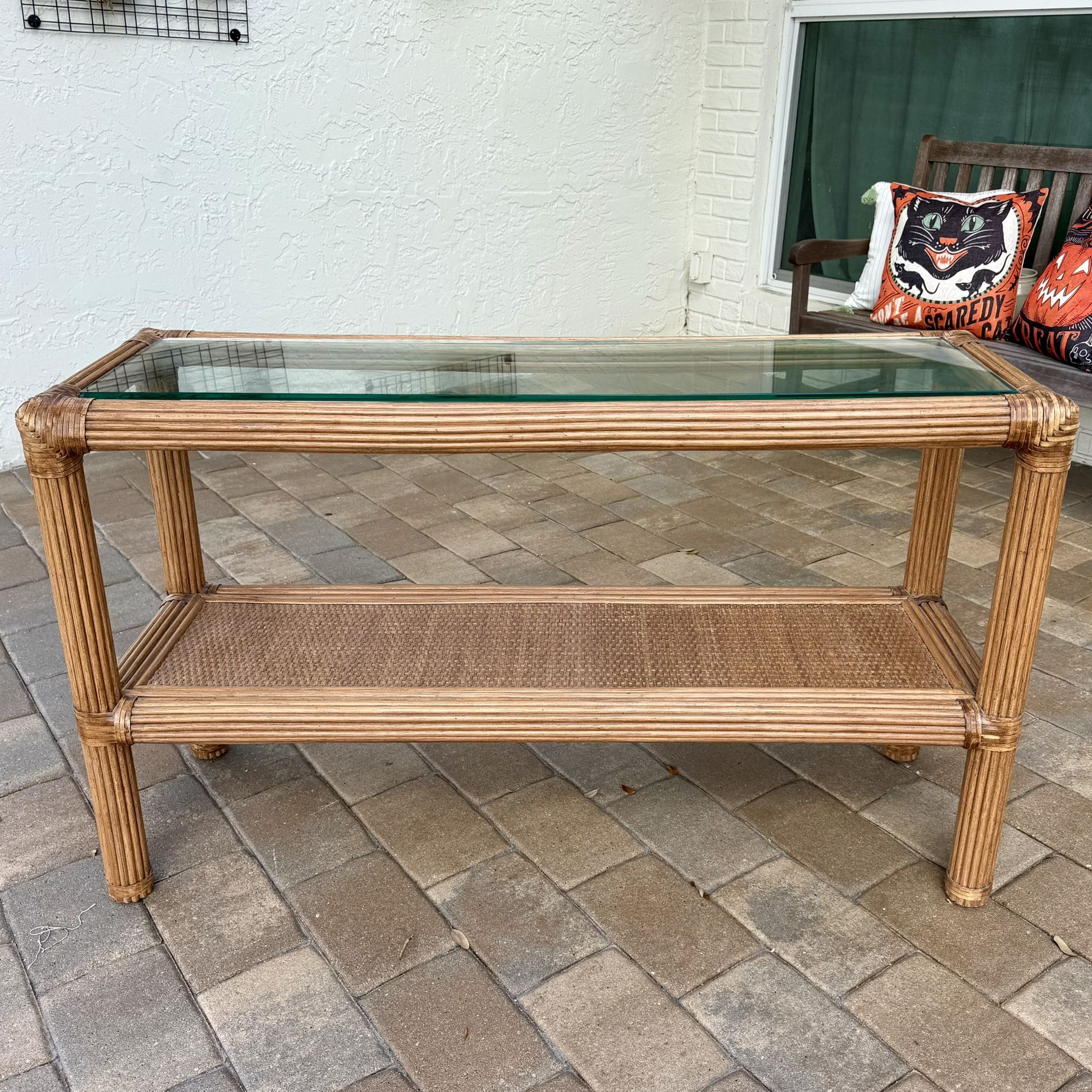 Vintage McGuire Style Console Table