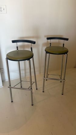 Vintage Kusch+Co Bar Stools | Made in Germany | Chrome & Olive Green | Pair