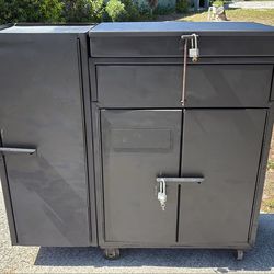 Custom Rolling Toolbox, Industrial Grade" "Custom 16-Gauge Steel" "Integrated Triple-Locking System" Black