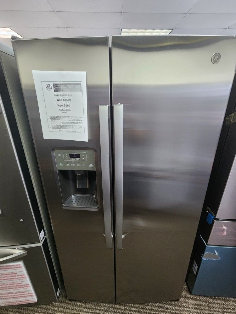 25.3 cu. ft. Side by Side Refrigerator in Fingerprint Resistant stainless Steel Standard Depth
