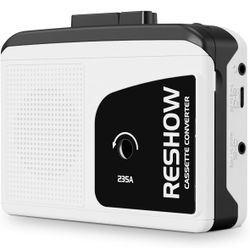 Reshow Portable Cassette Recorder Player with Built-in Speaker and Headphone Jack, USB C Cassette to MP3 Converter New