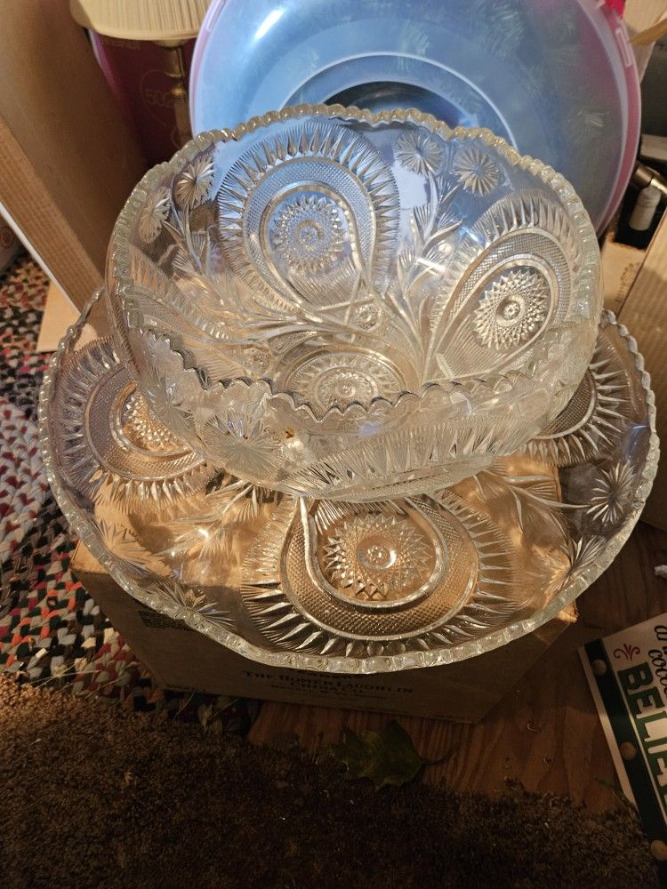 Vintage Glass Punch Bowl
