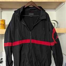 Y2K AIRJORDAN NYLON TRACK JACKET FULL ZIP DIAMOND WINDBREAKER BLACK AQ2683-010 SZ XL