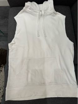 H&M White, Sleeveless Hoodie with pockets in front