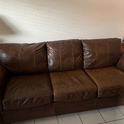 Ethan Allen Brown Leather Sofa