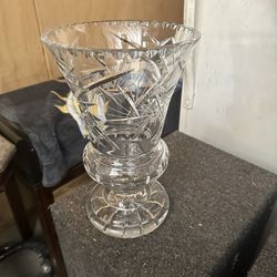 Large Crystal Vase About 18 Inches Tall 