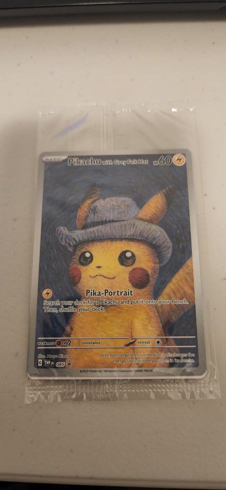 Pokemon Pikachu Van Gogh Promo Felt hat card New