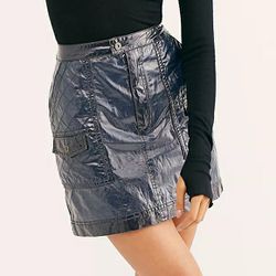 NWT Free People Quilted Skirt Blue Lagoon-4