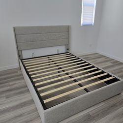 Queen Size Bed Frame with Hydraulic Lift