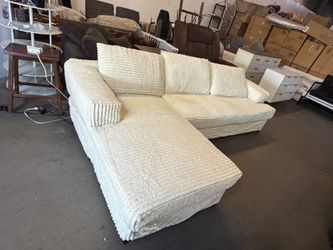 107" Sectional Couches for Living Room with L-Shape Couch Deep Seat Sectional Couch with Chaise,White