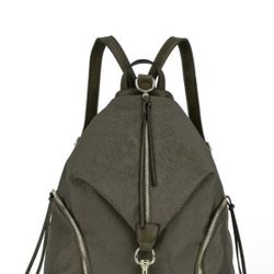 Vegan Backpack With Zipper Pockets On Both Sides Women Purse OLIVE