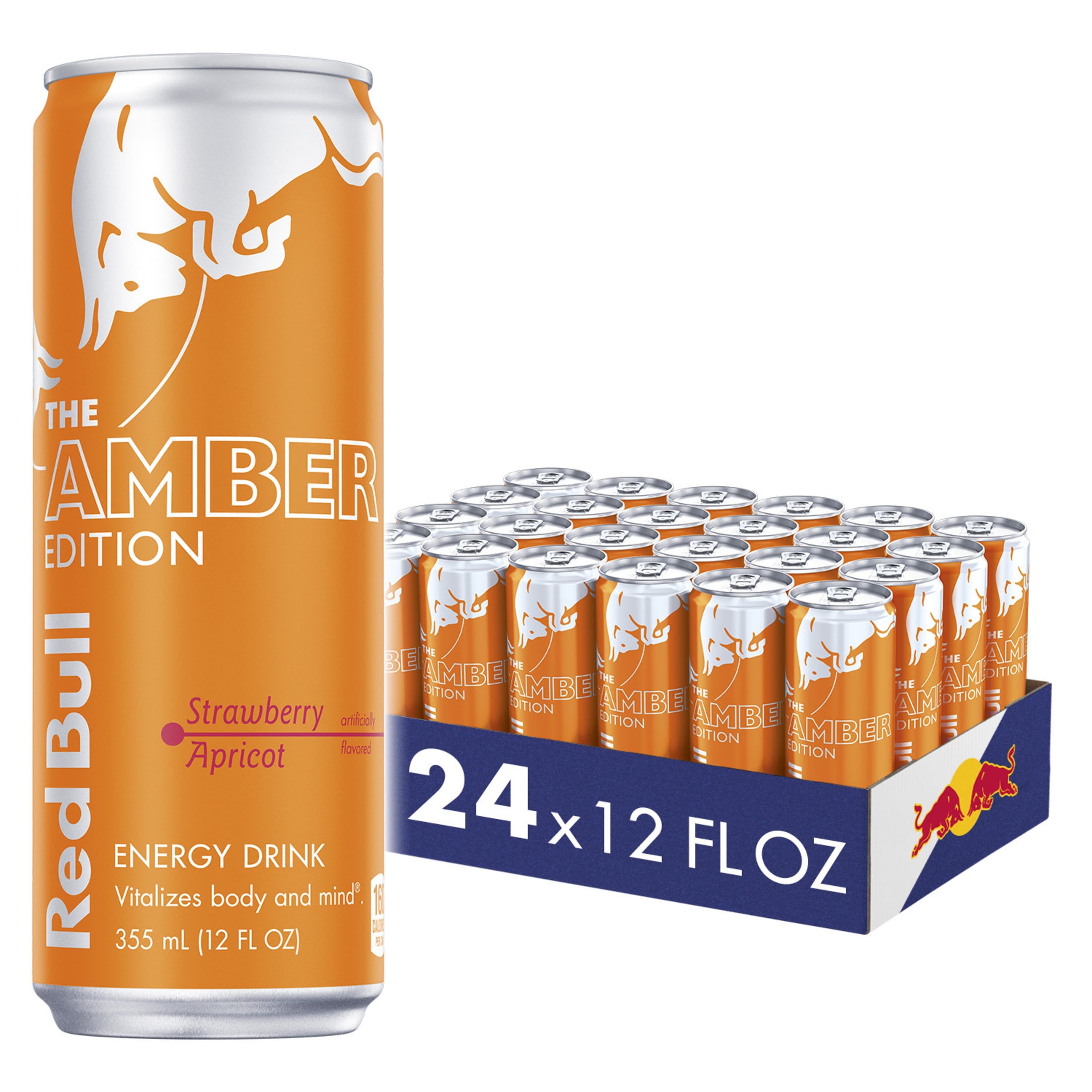 Red Bull Amber Edition Strawberry Apricot Energy Drink, 12 fl oz, Pack of 24 Cans