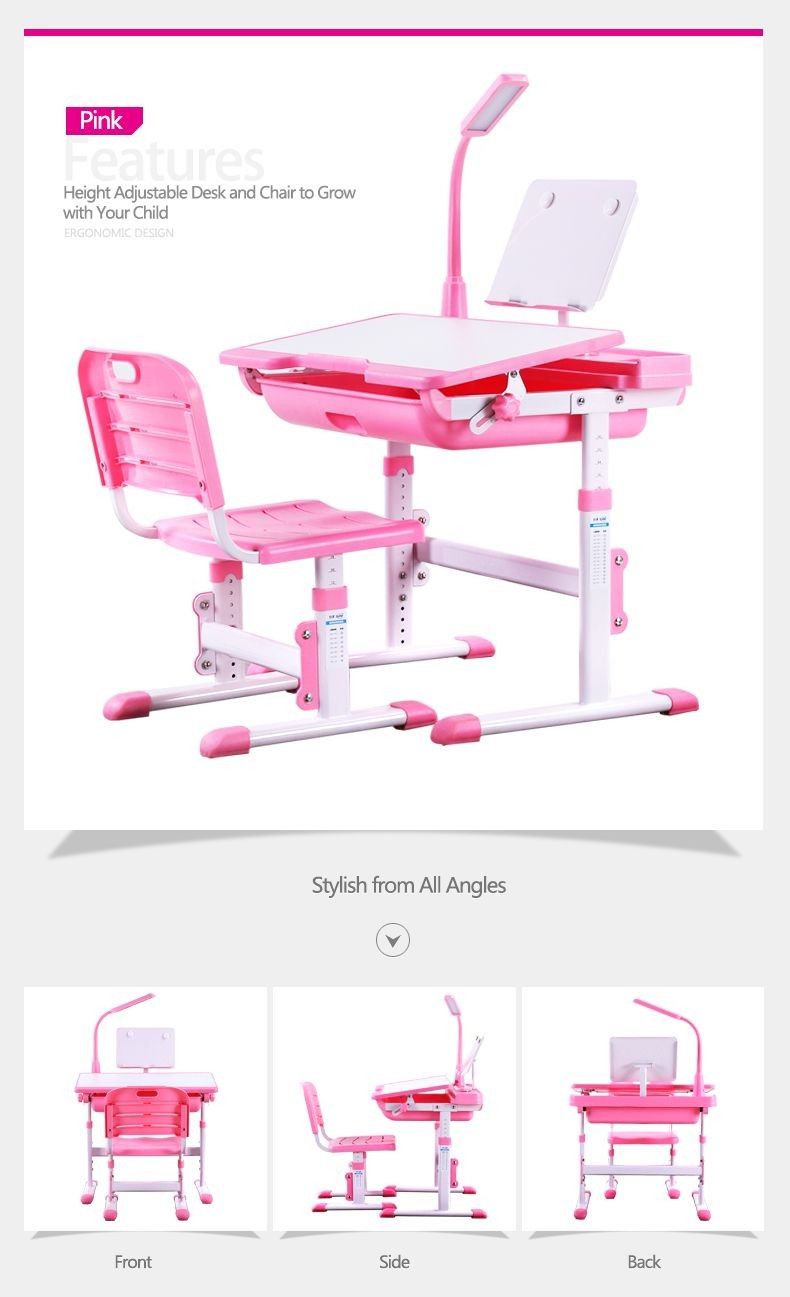 Height adjustable children's desk and chair.