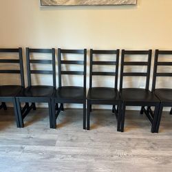 6 Black Wooden Dining Chairs