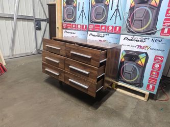 6-Drawer Wood Dresser with Silver Handles