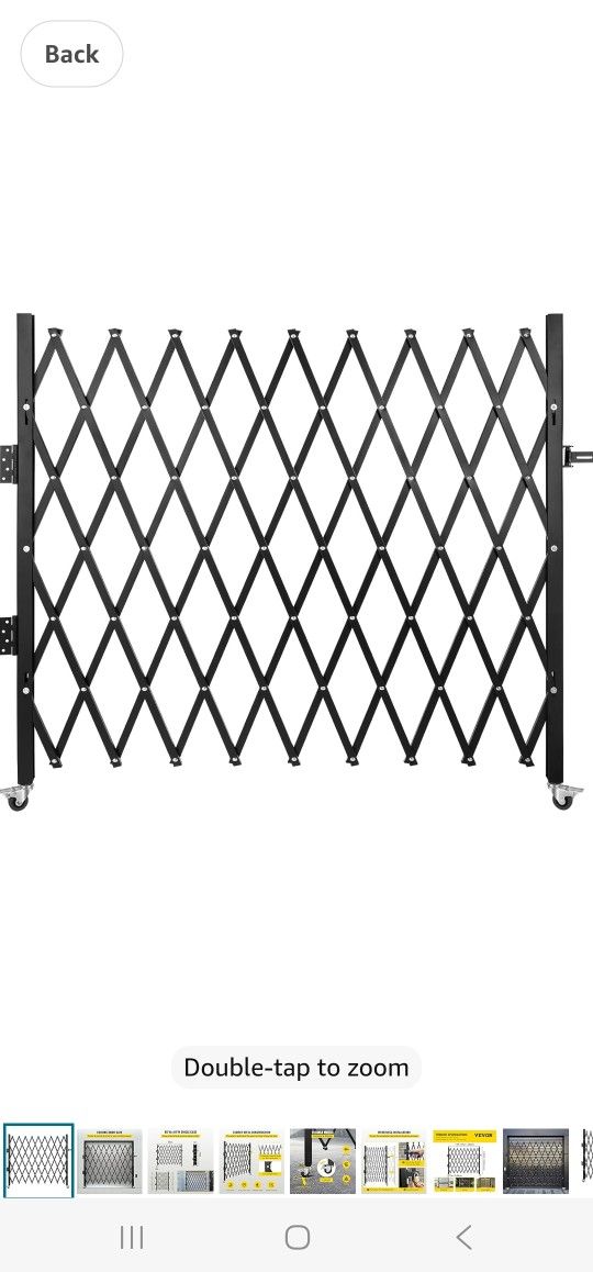 VEVOR Folding Door Scissor Gate - Steel Accordion 87" H x 94" W, 360 Rolling Barricade,Padlock