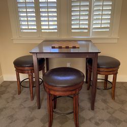Game Table / Tall Square Table + 3 Swivel Barstools 