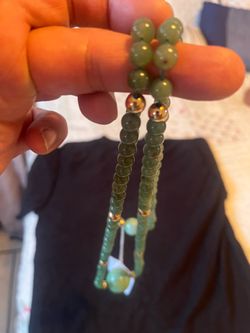 Jadeite and total 12 bead 5mm 14k solid gold