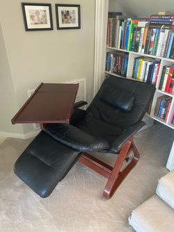 Danish Vintage Bentwood Reclining Lounge Chair + reading desk