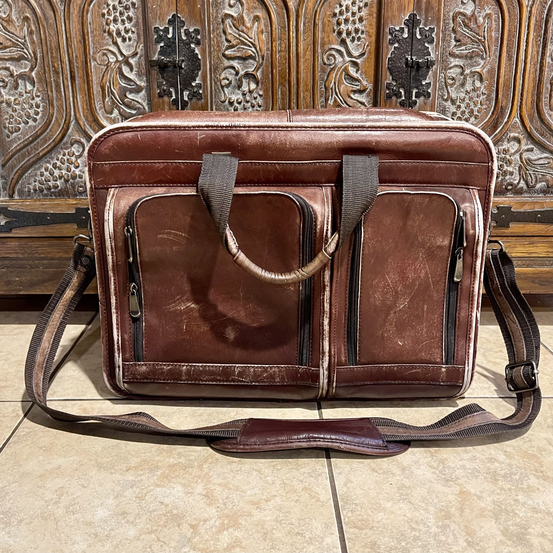 Wilson Leather Briefcase Laptop Crossbody Bag Messenger Vintage Distressed Rare