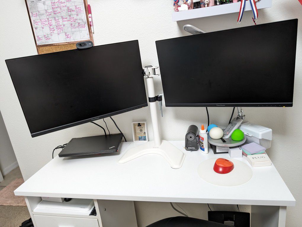 (2) 24" monitors with white stand 