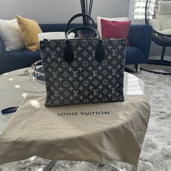 M46448 Brand New - Louis Vuitton OnTheGo Tote Monogram Jacquard Denim 